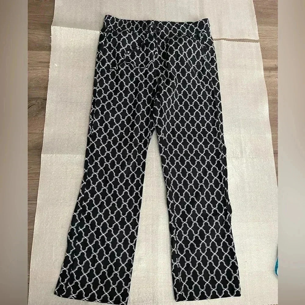 ❤️2/$50❤️[M]Ann Taylor Factory Geo Pattern Linen Blend Blue pants drawstring